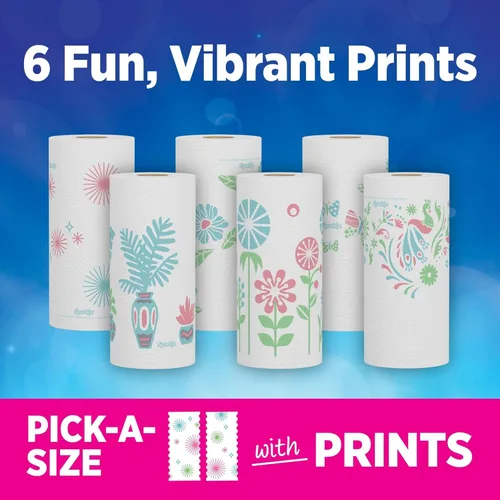 Miniatura 5 de Sparkle, toallas de papel Pick-A-Size, diseño de impresión espirituosa, 6 rollos dobles (total de 660 hojas) - Toallas fuertes de 2 capas