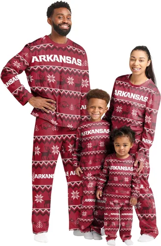 Miniatura 15 de FOCO NCAA para mujeres - Conjunto de pijamas familiares navideños a juego con patrón feo del equipo universitario de la NCAA Patrón feo navideño