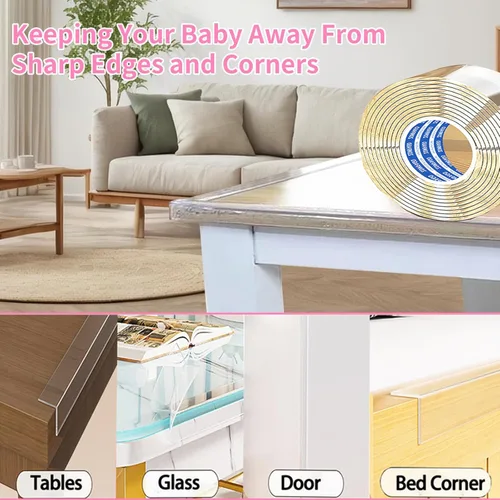 Miniatura 6 de ZOMPAGO Tira protectora de bordes a prueba de bebés, protectores de esquina transparentes para muebles, 1.4 pulgadas x 13 pies, protectores