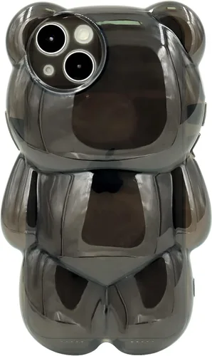 Miniatura 16 de Bear - Funda para teléfono compatible con el teléfono 11, bonita funda holográfica negra 3D con diseño de oso holográfico, a prueba de golpes, Kpop