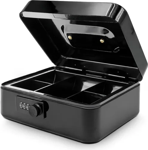 Miniatura 8 de Serenelife Caja de metal de 8 pulgadas con cerradura Caja de seguridad para efectivo con bandeja de dinero 5 cajones con cerradura Bandeja