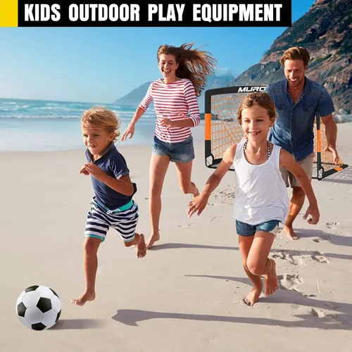 Miniatura 8 de Portería de fútbol, juego de porterías de fútbol para niños para patio trasero, paquete de 2 redes de fútbol portátiles desplegables con pelota