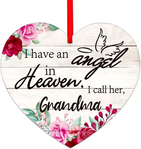 SICOHOME Adorno conmemorativo para abuela, recuerdo con texto en inglés "I Have an Angel in Heaven", regalos de condolencias por la pérdida de la