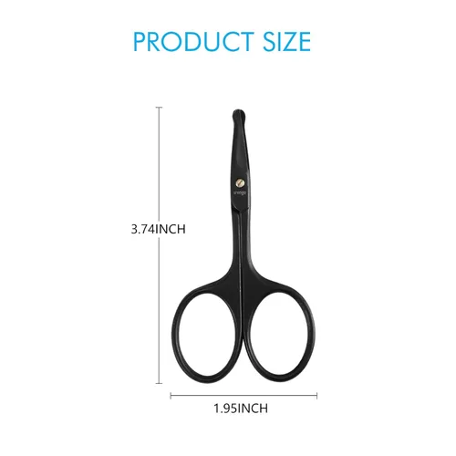 Miniatura 2 de LIVINGO Tijeras de pelo de nariz prémium de 3.75 pulgadas, cuchillas de seguridad curvadas con punta redondeada para recortar pequeños detalles