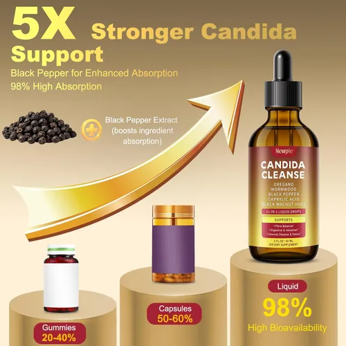 Miniatura 5 de Candida Cleanse Detox Fórmula de triple orientación potenciada con pimienta negra con ácido caprílico, orégano, nogal negro, salud intestinal