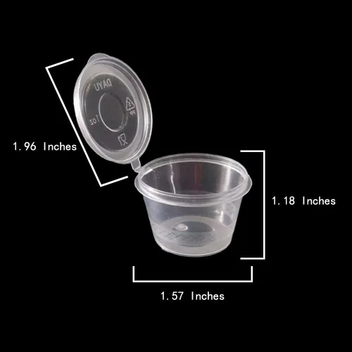 Miniatura 2 de MIUPOO Vasos de plástico para soufflé, desechables transparentes a prueba de fugas con tapa con bisagras, se utilizan para varias salsas, muestras