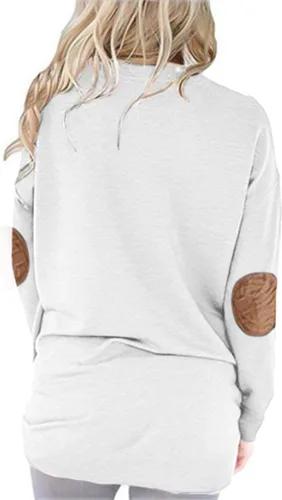 Miniatura 2 de Pink Queen - Blusa suelta de mujer con cuello redondo, camiseta de manga murciélago con parches