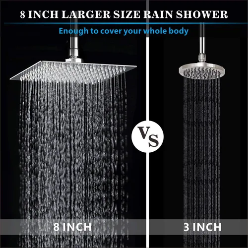 Miniatura 4 de Voolan - Regadera tipo lluvia, regadera de alta presión de acero inoxidable 304, experiencia de baño relajado incluso con bajo flujo de agua y Cromo