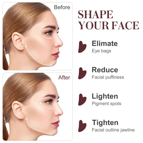 Miniatura 6 de rosenice Gua Sha Herramientas faciales Guasha Herramienta Gua Sha Jade Piedra para el cuidado de la piel facial Cuerpo Acupuntura Alivia