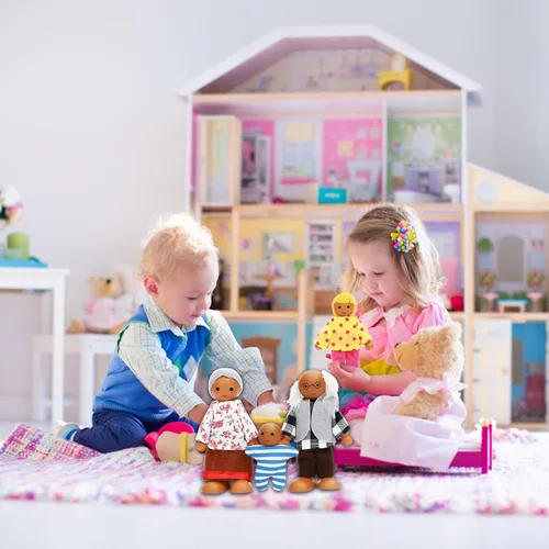 Miniatura 6 de ONEST Juego de 11 piezas de casa de muñecas de madera con mini figuras de familia, muñecas de madera, accesorios de juego de simulación para casa