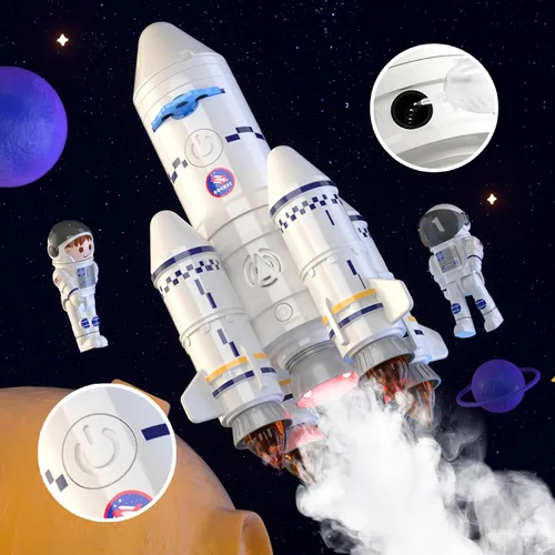Miniatura 4 de Transbordador espacial, cohete de juguete para niños de 3, 4, 5, 6, 7, 8 y 9 años, juguetes educativos 5 en 1 de ciencia STEM aeroespacial con 2
