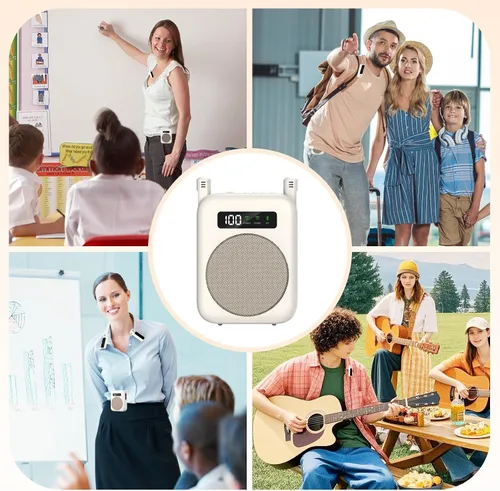 Miniatura 7 de Amplificador de voz con micrófono lavalier Bluetooth, amplificador Bluetooth para profesor, amplificador de voz portátil, sistema de micrófono