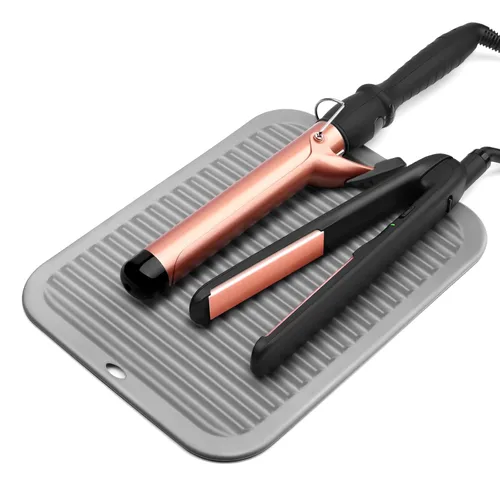 Alfombrilla grande resistente al calor para herramientas para el cabello, funda de hierro caliente, tapete de herramientas calientes para rizador,