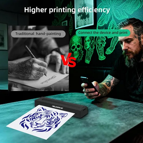 Miniatura 5 de Máquina de impresión de plantillas de tatuajes para tatuajes, impresora térmica portátil Bluetooth de transferencia de tatuajes para artistas