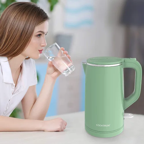 Miniatura 8 de COOKTRON Hervidor Eléctrico de 1.7L Silencioso, Hervidor de Agua Caliente de Doble Pared Libre de BPA, Tetera de Hervido Silencioso y Tacto Fresco