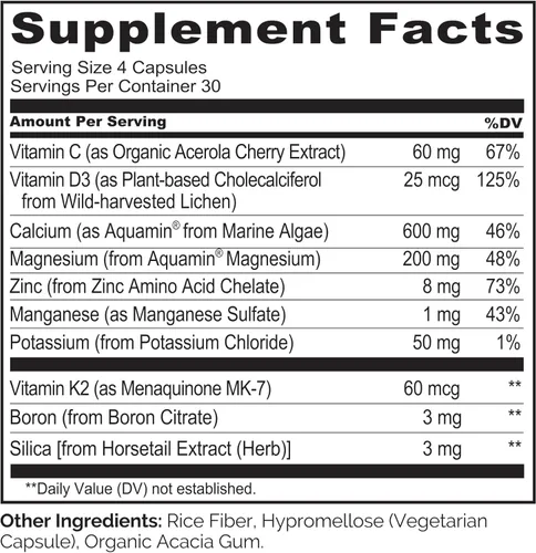 Miniatura 3 de NATURELO Suplemento de calcio – con vitamina C, vitamina D3, K2 y calcio, magnesio y zinc para fortalecer los huesos con calcio de 600 mg – a base