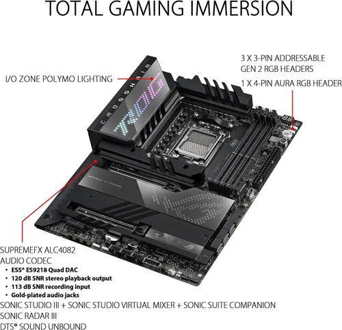 Miniatura 4 de ASUS ROG Crosshair X670E Hero AMD X670 AM5 Ryzen™ Desktop 9000 8000 y 7000 ATX Motherboard, 18 + 2 etapas de potencia, PCIe® 5.0, DDR5, 5X ranuras