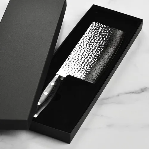 Miniatura 3 de Enso Cuchillo de chef chino de acero inoxidable de Damasco martillado VG10 de 7 pulgadas, fabricado en Japón