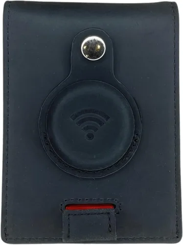 Billetera Airtag de cuero genuino Billetera plegable para tarjeta de crédito para Apple Air Tag GPS Cartera delgada minimalista con bloqueo RFID