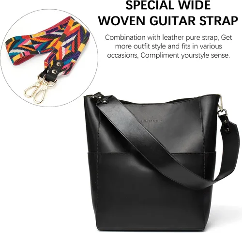 Miniatura 3 de Bostanten Bolsas de cuero para hombro, tipo balde, para mujer