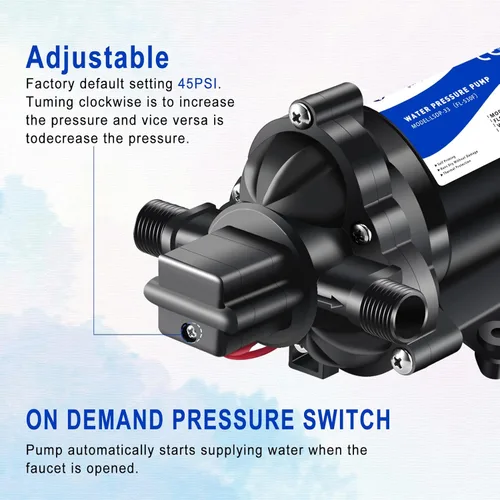 Miniatura 3 de Bomba de presión de agua de 12 V RV – autocebante, 50 psi, bomba bajo demanda de 4 gpm para cocina, baño, jardín, marina y barcos