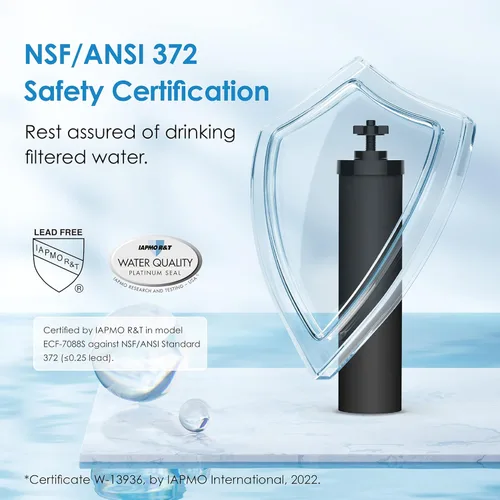 Miniatura 4 de Waterdrop Mejora Certificado NSF/ANSI 372 Filtro de Agua con Iones de Plata Añadidos, Reemplazo para Filtros Negros Berkey® BB9-2®, Sistema