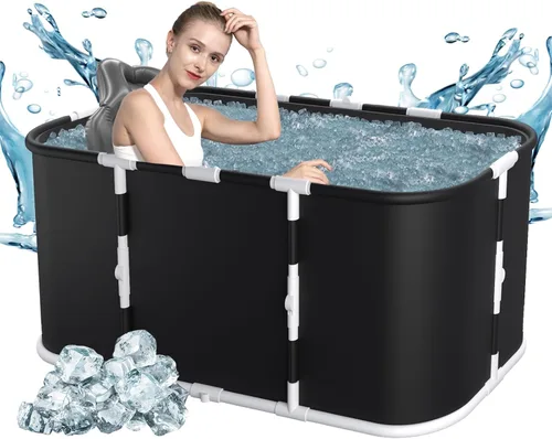 Smartmak Bañera de hielo con tapa, bañera fría portátil XL grande para atletas, terapia y recuperación de agua fría, baños de entrenamiento de