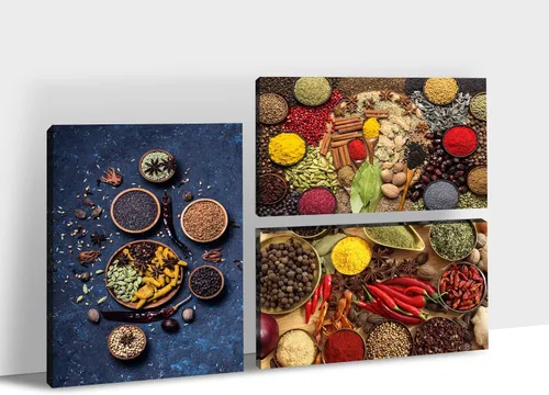 Miniatura 24 de GUTTATY Decoración de pared de fotos de cocina, 3 piezas de lienzo de arte para pared, impresiones en lienzo de amor para comer y beber, arte