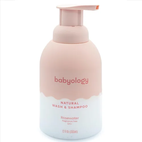 Babyology All Natural Baby Wash and Shampoo - Ingredientes 100% comestibles - con agua de rosas orgánica (sin perfume) - 13,52 onzas líquidas -