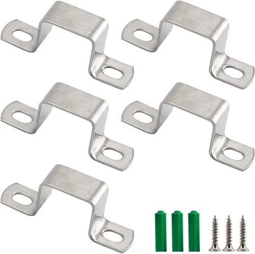 (5 Pieces) M95x45mm Square Tube Bracket 304 Stainless Steel U Shape Metal Bracket Pipe Hanger Strap Hose Clamp With Screws