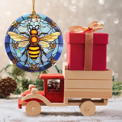 Miniatura 7 de Touber Adorno Navideño, Adorno de Navidad, Idea de Regalo de Vacaciones, Recuerdo Familiar, Cerámica Redonda, Intercambio de Regalos, Idea de Abeja