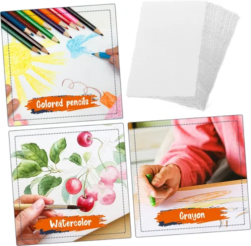 Miniatura 3 de ARTIBETTER 25sheets Cold Press Watercolor Paper Deckle Edges Blank Artist Paper for Painting Sketching and Card Making Versatile Use for All Skill