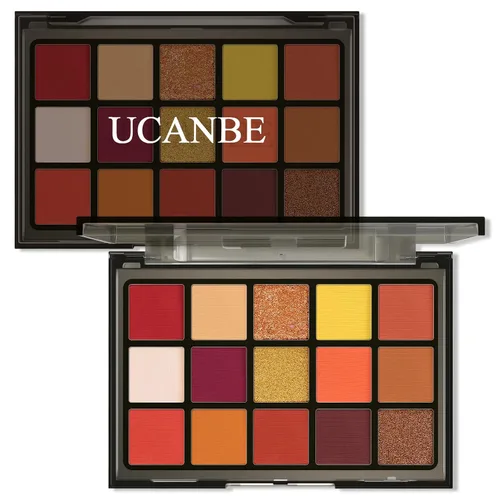 Miniatura 15 de UCANBE Paleta de sombra de ojos ahumada en negro, 15 colores de sombras de ojos oscuras brillantes mate metálicas, kit de sombras de ojos altamente