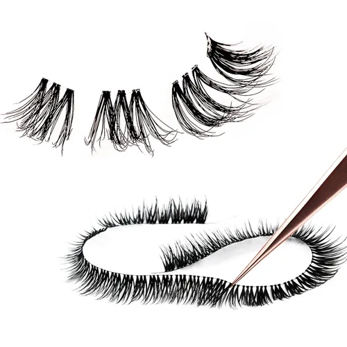 TRZLIFE 72 extensiones de pestañas individuales para crear un estilo de pestañas personales fácilmente súper natural y cómodo, banda transparente,