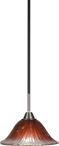 Miniatura 280 de Toltec Lighting Paramount - Mini colgante de 1 luz en acabado negro mate con cristal de arte perla de 7 pulgadas y estilo negro
