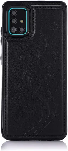 Miniatura 7 de Funda de teléfono para Samsung Galaxy A51 4G con protector de pantalla de vidrio templado y tarjetero con soporte para tarjetero, accesorios de Negro