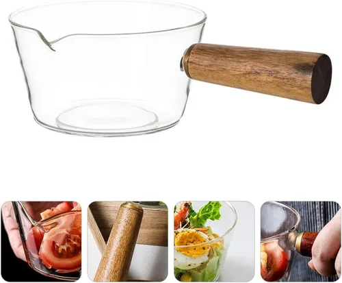 Miniatura 8 de UPKOCH Taza de leche de café, cacerola de vidrio, olla para cocina, cacerola transparente con asa, vidrio de borosilicato, antiadherente, calentador