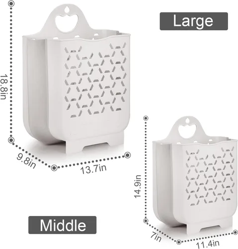 Miniatura 7 de Cesta de lavandería plegable, 2 paquetes de cestas de ropa sucia portátil para ropa sucia, cestas de ahorro inteligente de espacio para lavandería