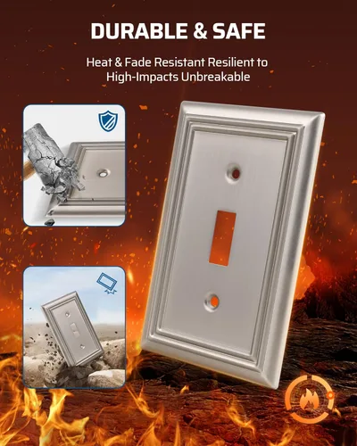 Miniatura 7 de DEWENWILS Paquete de 4 placas de pared de metal, cubierta de interruptor de palanca individual, resistente a la corrosión, níquel cepillado