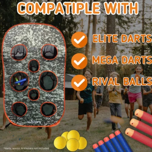 Miniatura 6 de Objetivo grande para niños. Juguete de práctica de tiro con red de almacenamiento para niños. Perfecto para fiestas Nerf en interiores y exteriores