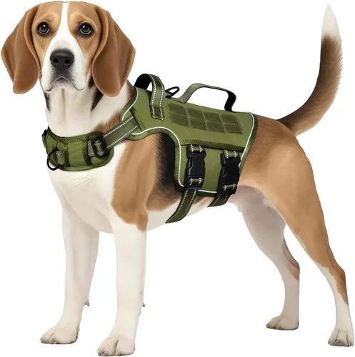Miniatura 33 de Arnés para perros grandes resistente, arnés táctico sin tirones para perro con sistema Molle, chaleco para perro de servicio fácil de poner y Negro