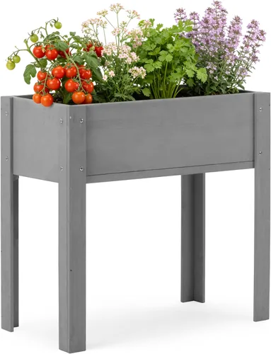Miniatura 11 de Cama de jardín elevada con patas, 31 x 16 x 31 pulgadas, jardinera elevada de madera para exteriores, patas gruesas, con forro Marrón