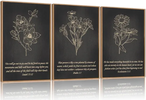 Miniatura 12 de FWIEXA Juego de Arte de Lienzo Bohemio Enmarcado para Pared, Cuadros Botánicos Verde Salvia Decoración de Pared, Impresiones de Arte de Plantas