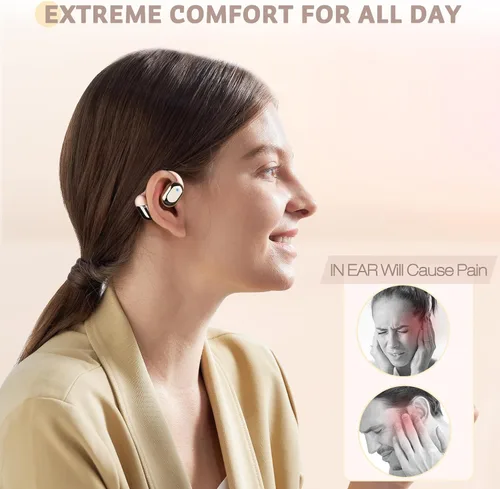 Miniatura 2 de ZIHNIC Auriculares de oreja abierta, comodidad durante todo el día, batería de 28 horas con uso prolongado, IPX5 impermeable, compatible con Rosa