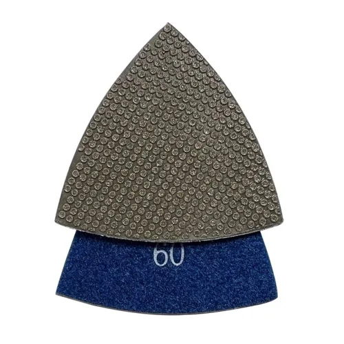 Almohadillas de pulido triangulares de diamante de 3 "para multiherramientas oscilantes, altura de segmento de 0.118 in, galvanizado, grano 60