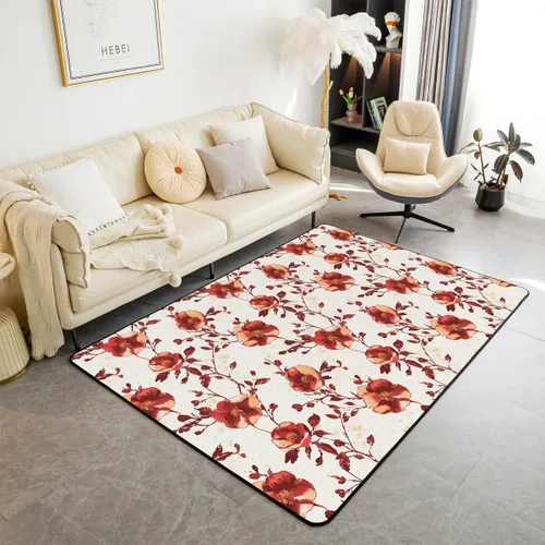 Miniatura 6 de jejeloiu Groovy Flower Area Rug 3x5 Retro Floral Boho Living Room Rugs for Bedroom 70S Hippie Groovy Flowers Bohemian Decor Carpet Psychedelic Beige