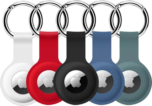 COLORCORAL Funda con soporte para AirTag/New AirTag 2 (paquete de 5) AirTag con llavero ultraligero y accesorio para llavero antipérdida, compatible