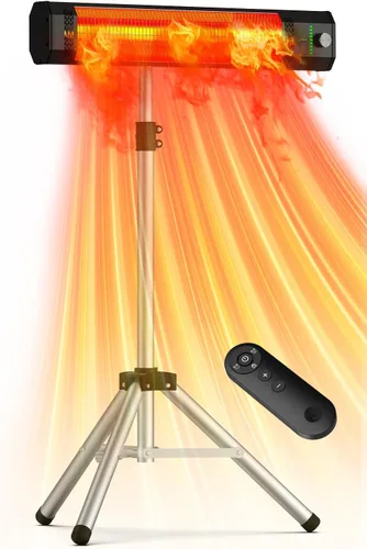 1500W Calentadores al aire libre para patio con 9 niveles de calefacción, impermeable IP65, temporizador 9H, calentadores de patio eléctricos con