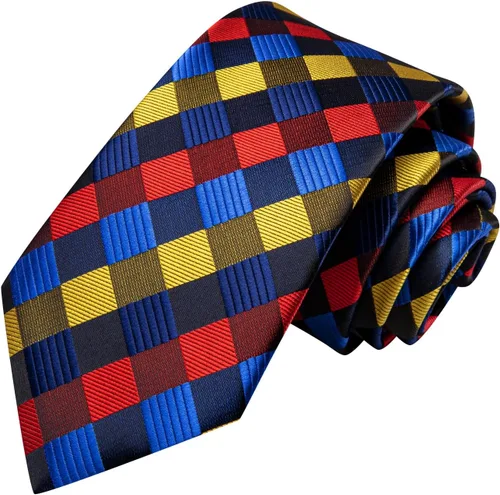 Miniatura 58 de Hi-Tie Corbata clásica de cachemira para hombre con pañuelo y gemelos a cuadros