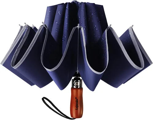 Miniatura 7 de Lejorain Golf Large Inverted Umbrella - Black Big Windproof Heavy Duty Upside Down 46/50/54 Inch Compact Reverse Car Automatic Folding Reflective